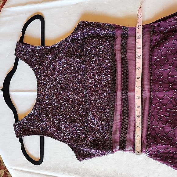 Laurence Kazar Gown 100% Silk Dress size PS plum color beaded VINTAGE - Picture 12 of 17